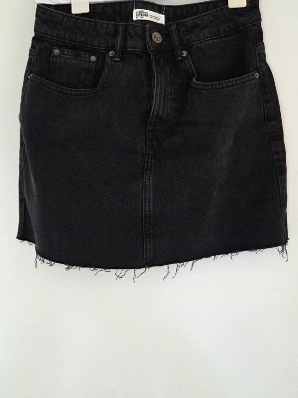 Zara Authentic Denim by TRF Black Faded Raw Hem Mini Skirt Size S (Waist 27.5")